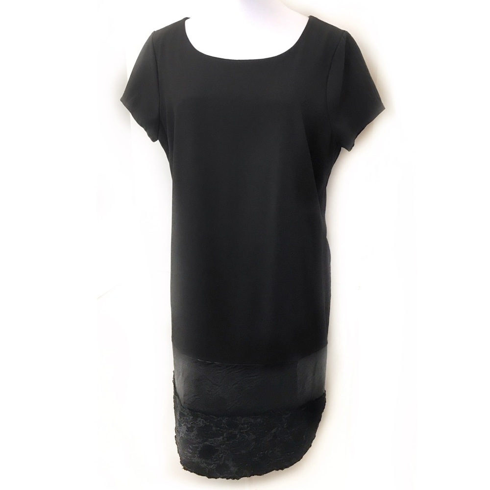 Linda Cinque XL Black Shift Dress Velvet Stripe